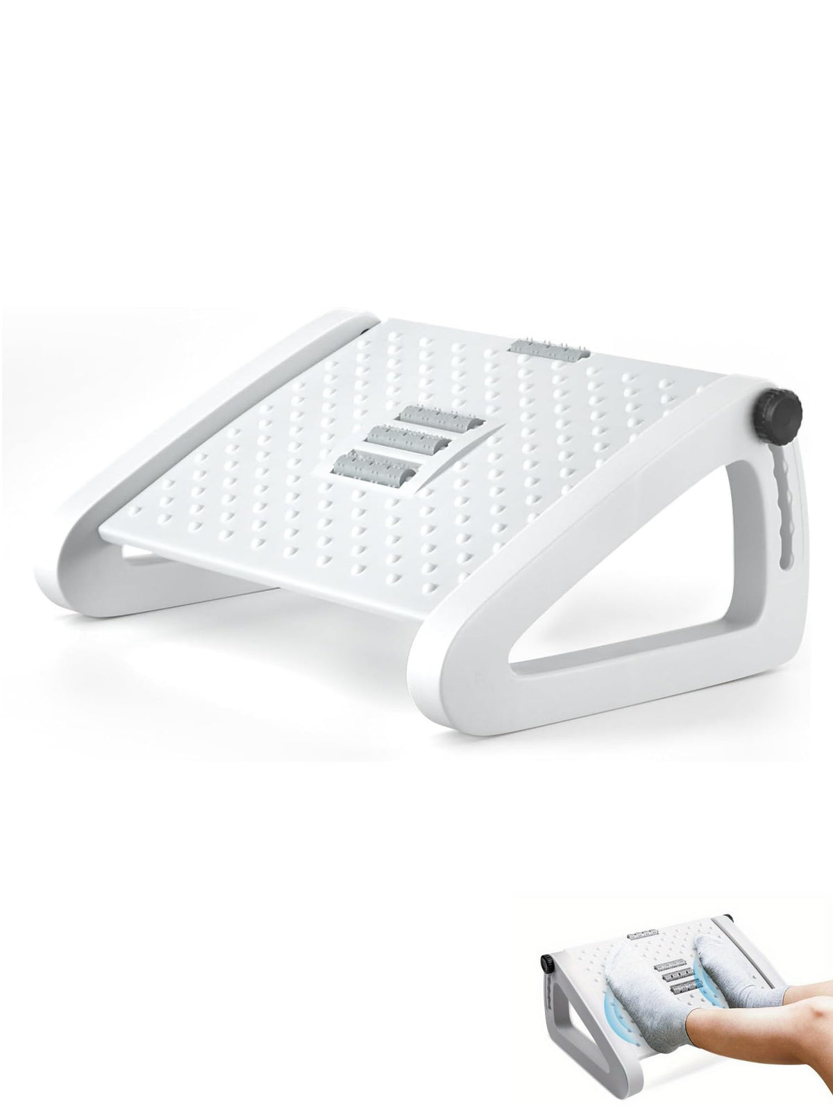MAGIC SELECT Adjustable Under Desk Foot Rest, Ergonomic Office Footrest, Non-Slip, Foot Rest with Massage Function, Improves Posture and Circulation