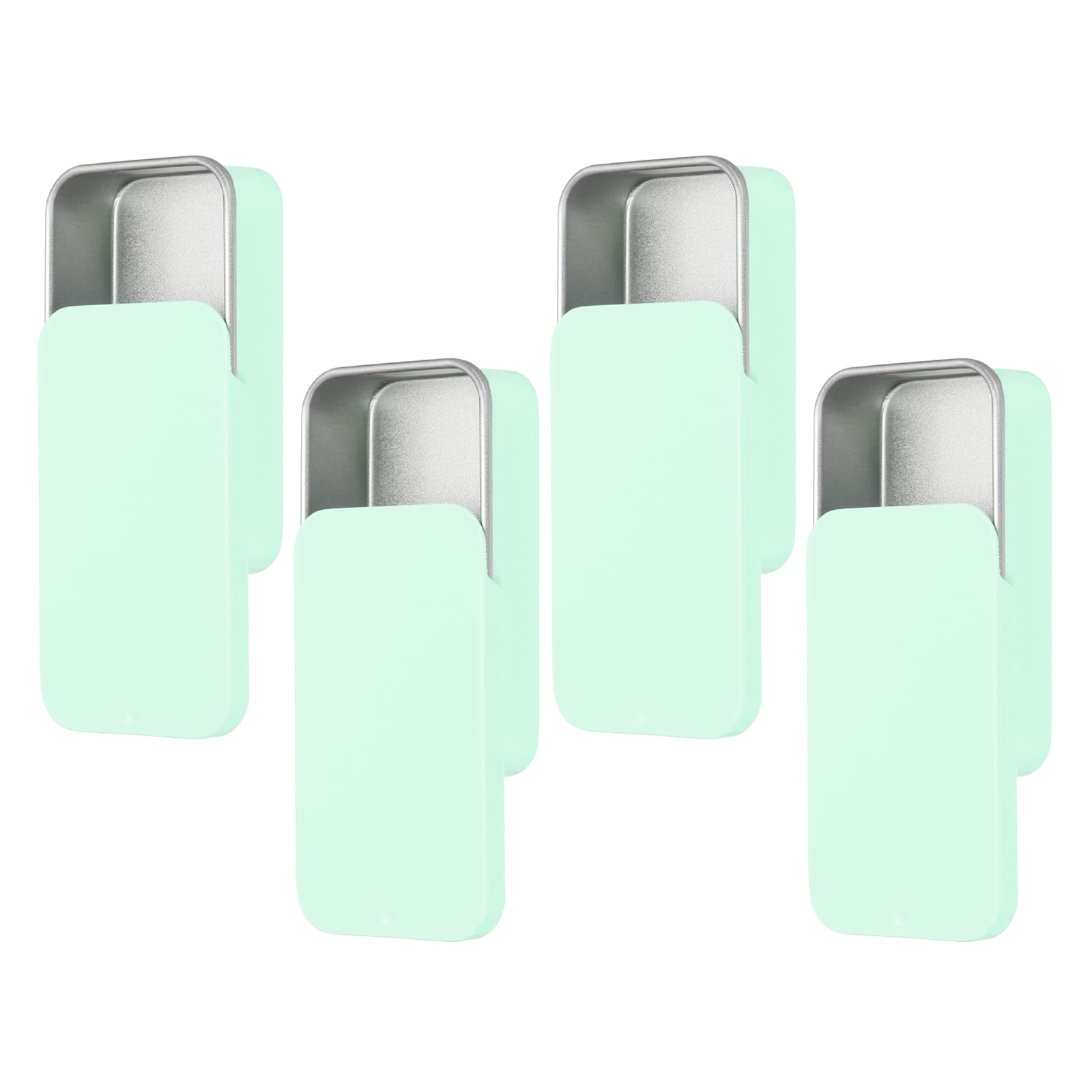 sourcing map 4 Pcs Metal Tin Box Container, 2.4x1.3x0.4 Slide Top Tin Containers Small Empty Rectangular Storage Box for Lip Balm Candies Jewelry
