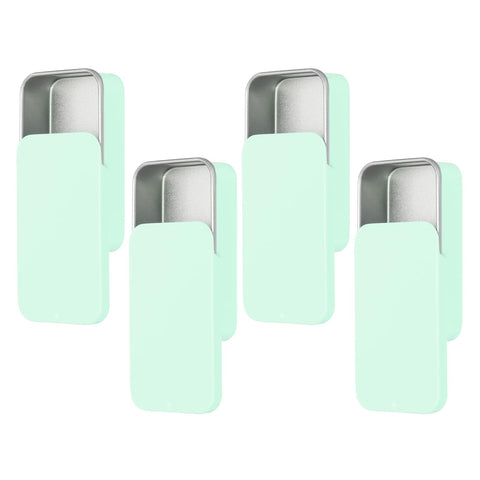sourcing map 4 Pcs Metal Tin Box Container, 2.4x1.3x0.4 Slide Top Tin Containers Small Empty Rectangular Storage Box for Lip Balm Candies Jewelry