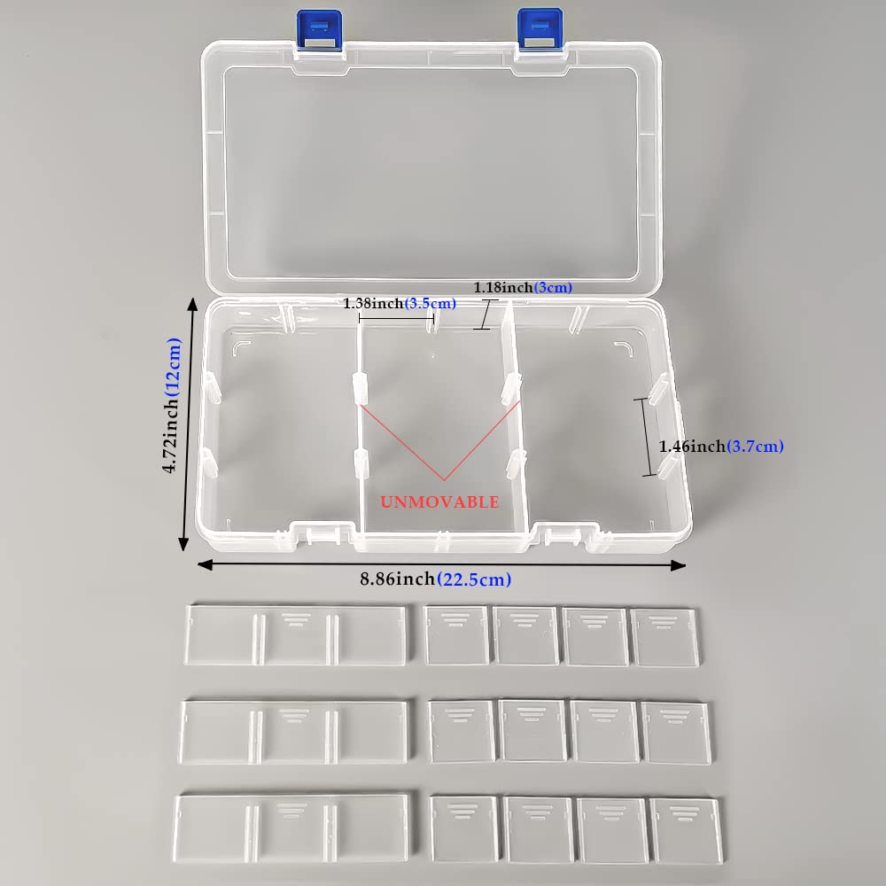 DIFIT 18 Grids Clear Plastic Storage Boxes With Lids Tackle Box, Set of 2
