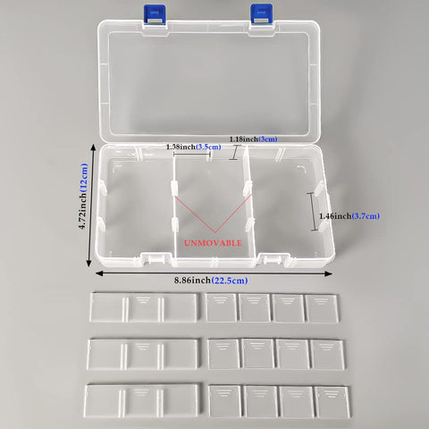 DIFIT 18 Grids Clear Plastic Storage Boxes With Lids Tackle Box, Set of 2