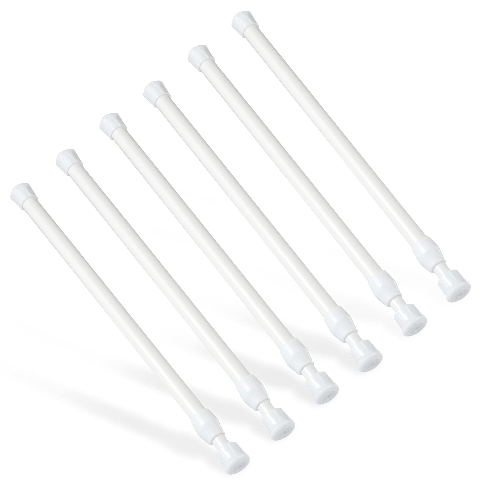 6Pcs Tension Rod, Goowin 25-40cm Tension Rods for Windows, No Drilling Rustproof Spring Adjustable Tension Curtain Rod for Doors, Windows