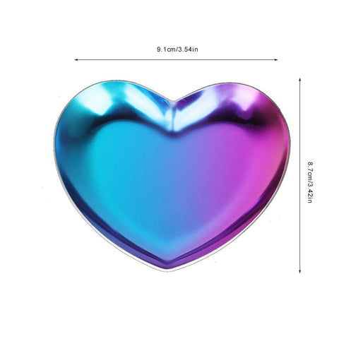HERCHR Jewelry Organizer Vanity Tray,Heart Shaped Jewellery Tray,Stainless Steel Jewelry Storage, Small Trinket Pallet,Key Candle Plates for Ring