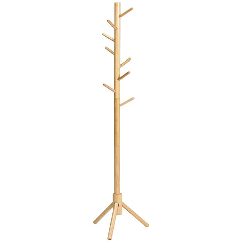 IBUYKE Wood Coat Rack with 8 Hooks,3 Adjustable Sizes,Natural RF-1193