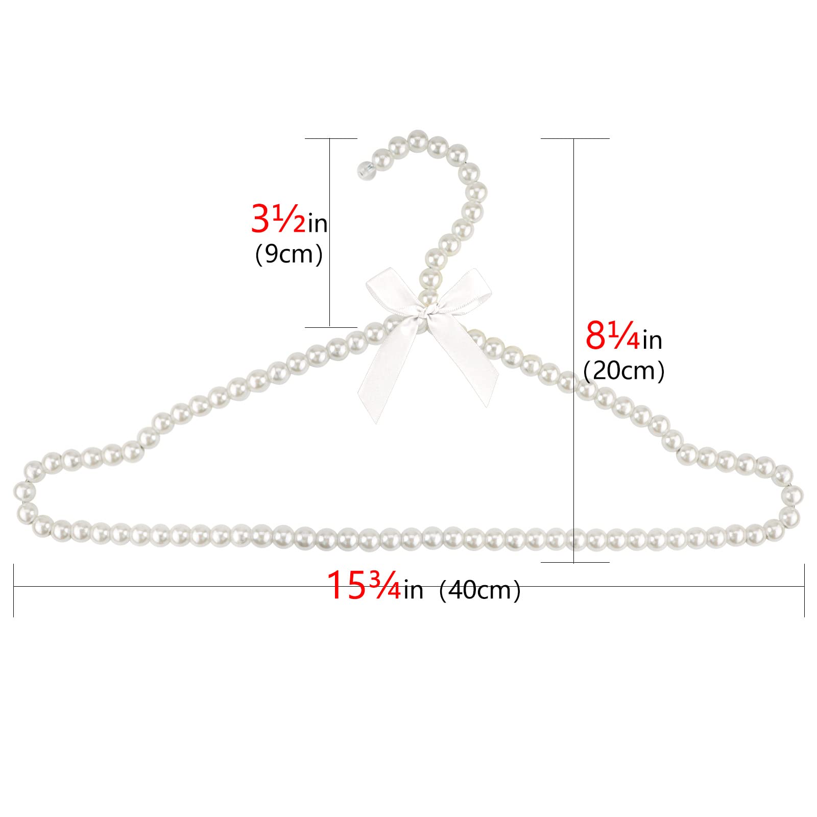 Adorila Pearl Hangers 40cm for Wedding Dress Bridal Gown, 5-Pack