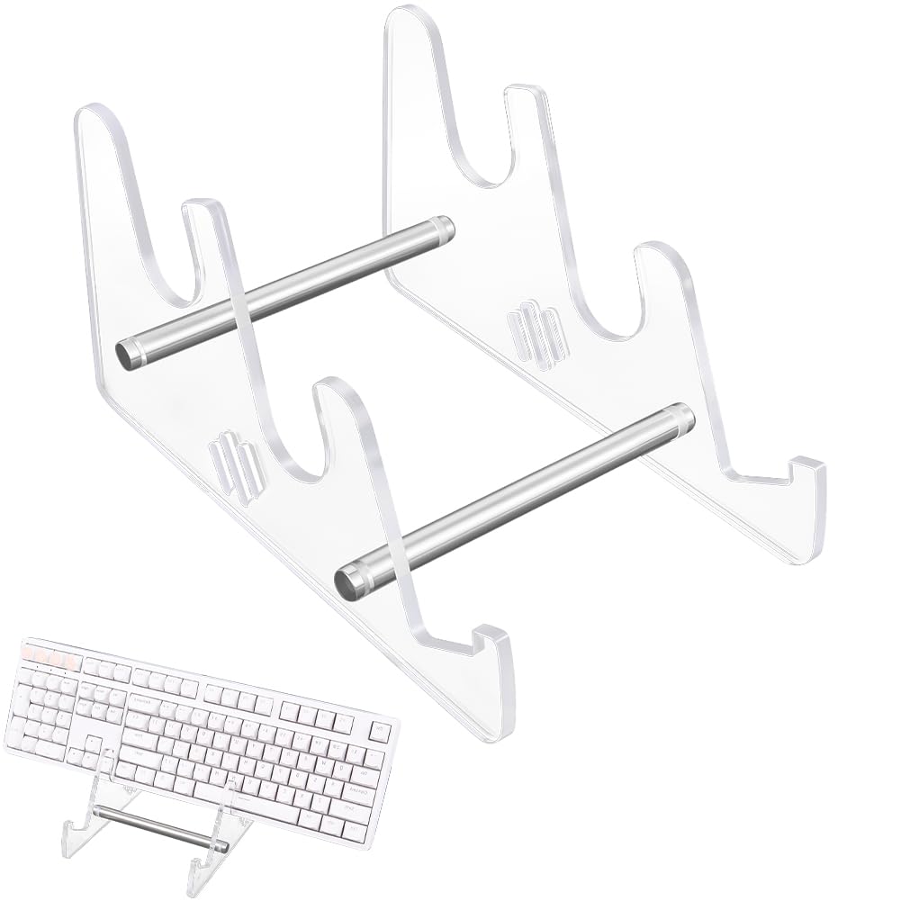CRASPIRE Clear Keyboard Stand Keyboard Display Shelf Acrylic Iron 3 Tier Portable Detachable Mechanical Computer Collection Storage Holder Tray for