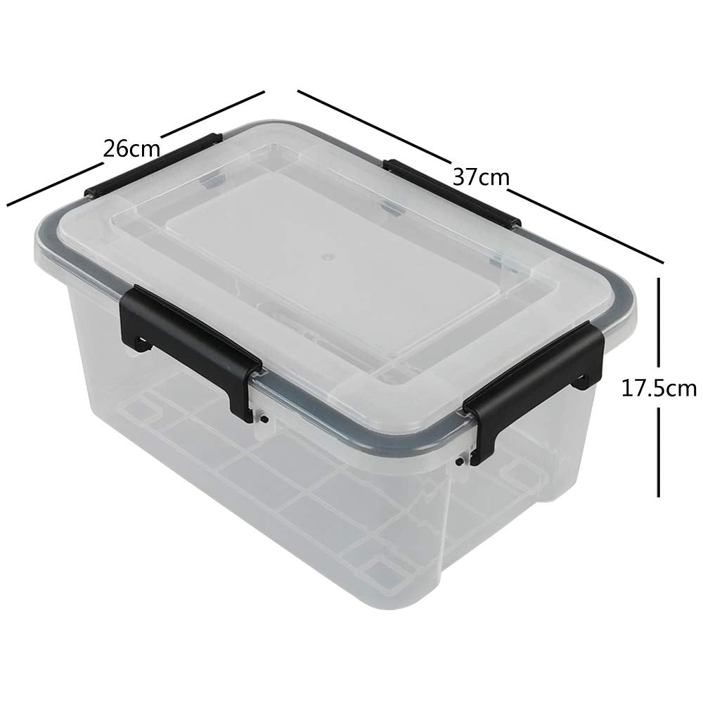 Annkky 10 Liter Plastic Container with Seal Circle Lid, Transparent Storage Boxes Set of 2