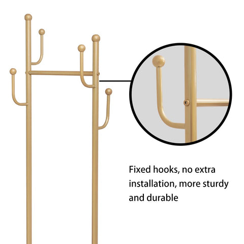 Cre Cra Gold Heavy Duty Metal Clothes Rack with Marble Base - Modern Coat Stand & Freestanding Garment Rack for Boutiques & Bedroom