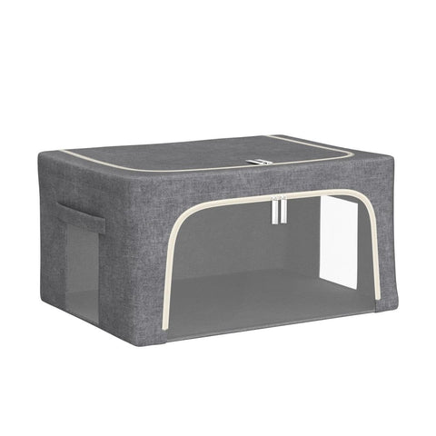 WUPYE Storage Box with Lid, Foldable Storage Cubes with Metal Frame, Storage Boxes with Clear Window Zippers & Doors