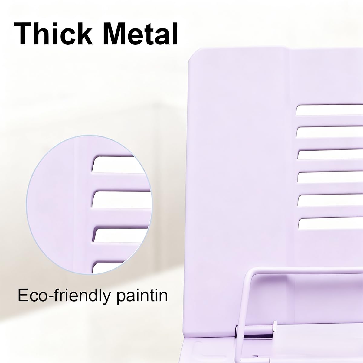 Garegce Metal Book Stand Folding, Book Holder, Cookbook Stands 6-Position Adjustable Height for Reading Rack, Tablet, Mobile Phone