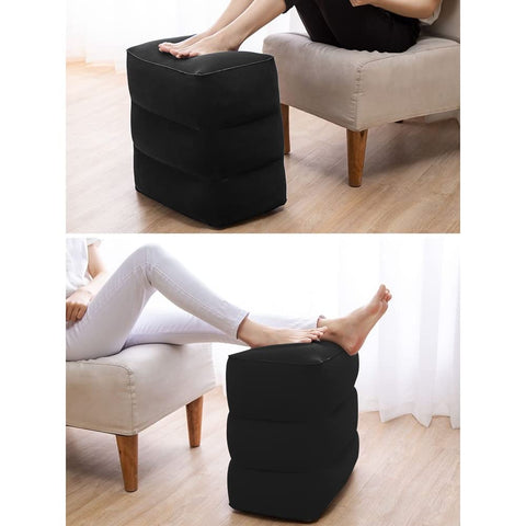 AIRGOODS Inflatable Foot Rest Airplane Travel Pillow, Portable Blow Up Leg Rest for Long Flights, Footrest for Plane, Car, Train, Office & Home