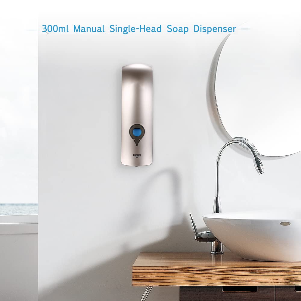 Decdeal Soap Dispenser Wall Mounted, 300ml Manual Shower Gel Dispenser Shampoo Sanitizer Dispenser Holder for Hotel, Office, Home