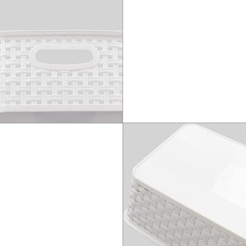 Easymanie 6-pack Plastic Woven Rattan Storage Basket, White