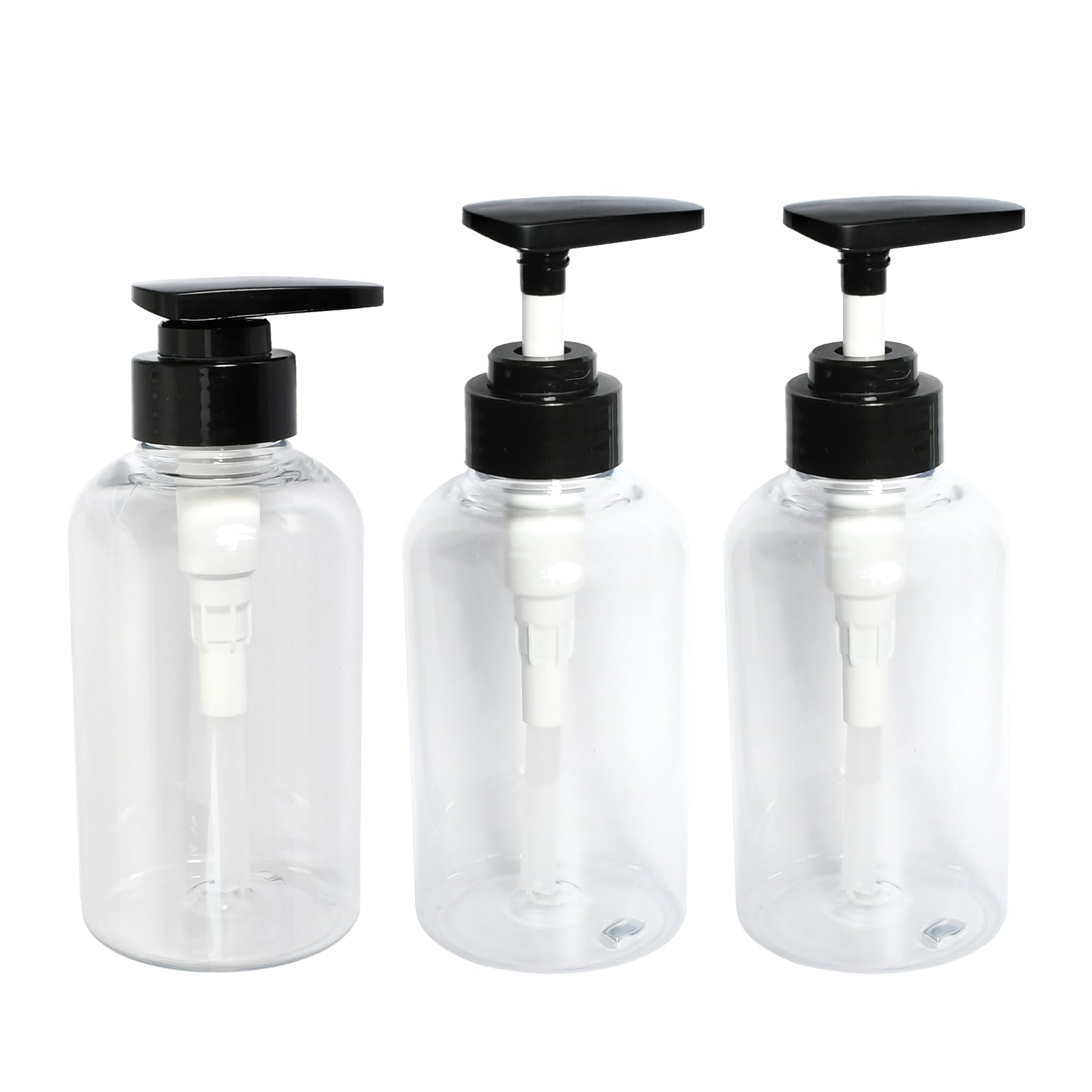 Rieoany 300ml Plastic Soap Dispenser 3 Pack, Refillable Pump Bottle for Shampoo Conditioner
