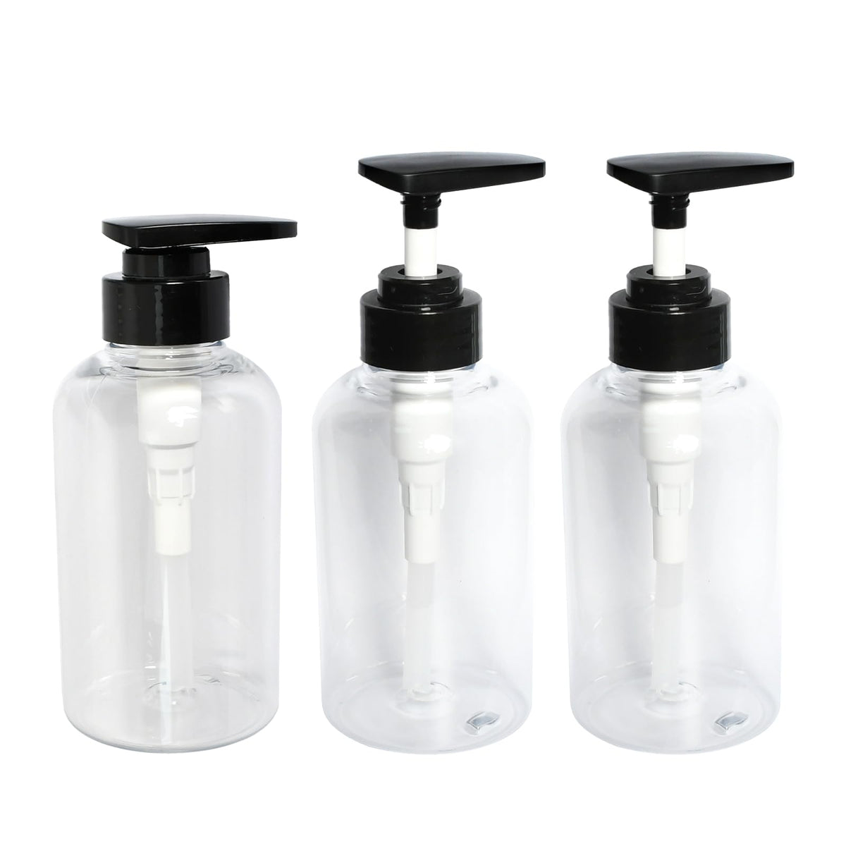 Rieoany 300ml Plastic Soap Dispenser 3 Pack, Refillable Pump Bottle for Shampoo Conditioner