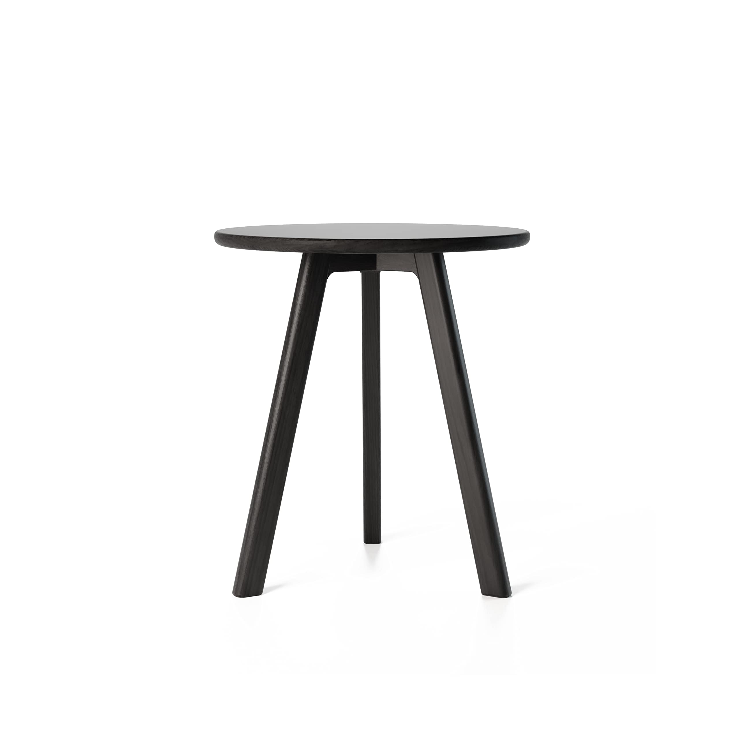 Raico Round Side Table 100% Solid Oak Wood Occasional Table Minimal Scandinavian End Table for Living Room Sofa Table (Black)