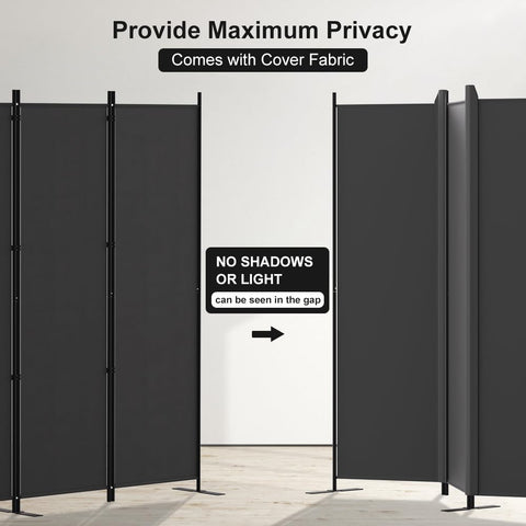 Kokorona Folding Room Divider 4 Panel, Portable Privacy Screen for Home Office, Partiton Wall Room Divider for Room Separation, Included-Cover Strips