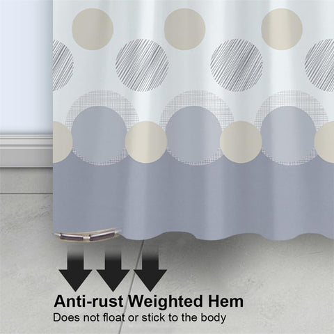 Lkw Ogechi 240x200 CM Waterproof Shower Curtain Big Dot, 180-300 CM Extra Wide Grey Shower Curtain Weighted Hem