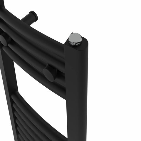 NRG Black Heated Towel Rail Curved Designer Bathroom Radiator - 1600×600mm
