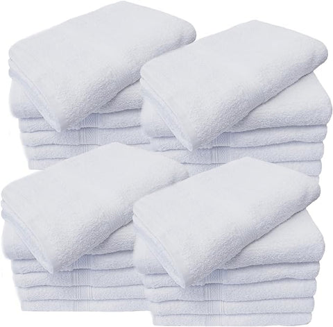 Towels N More 15X25 Hand Towels - 24 Pack White Soft 100% Cotton Ring Spun Loops - Highly Absorbent and Quick Drying Premium Fluffy and Plush Linen
