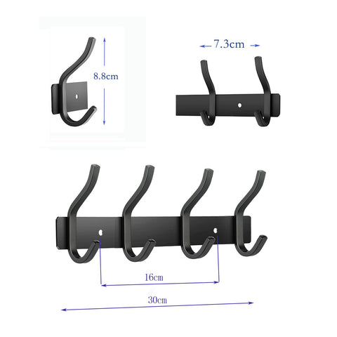 MEIJO Coat Hooks Wall Mounted, Coat Rack Wall Mounted Stainless Steel with 4 Hooks Heavy Duty Coat Hooks for Door, Bedroom, Bathroom, Kitchen