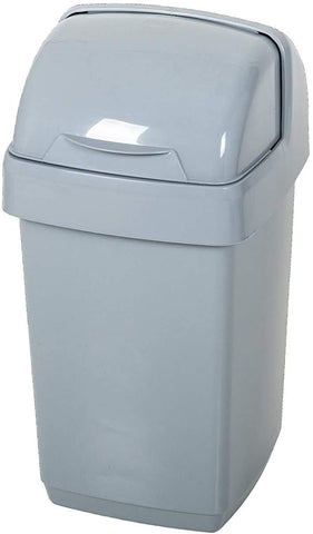 Addis 518460 Eco 100% Recycled Plastic Bathroom Kitchen Waste Roll Top Bin, 10 Litre, Light Grey