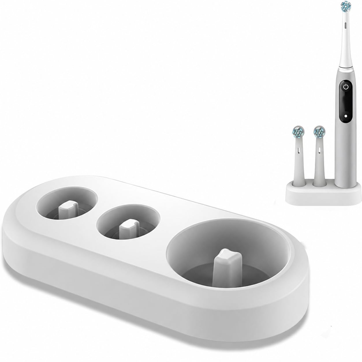 Electric Toothbrush Head Holder – Toothbrush Stand for Oral B Electric Toothbrush Heads – Bathroom Storage Organiser – White Tooth Brush Holder Set