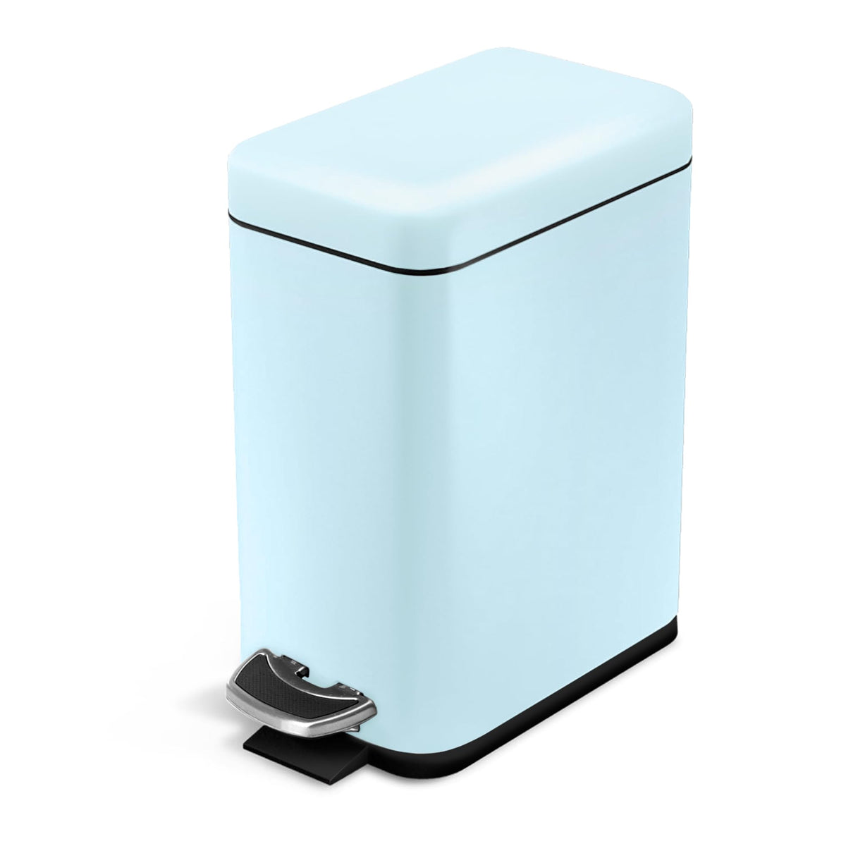 Home Zone Living 1.3 Gallon Bathroom Trash Can with a Lid, Stainless Steel Wastebasket with Slim Shape and Step Pedal for Home and Office