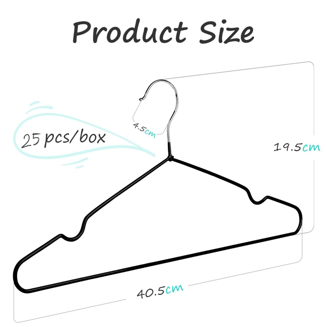 Rainberg 25 Pack Premium Rubber Coated Metal Hangers, Heavy Duty, Space Saving Organiser Clothes Hangers For Wardrobes