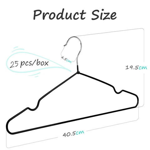 Rainberg 25 Pack Premium Rubber Coated Metal Hangers, Heavy Duty, Space Saving Organiser Clothes Hangers For Wardrobes