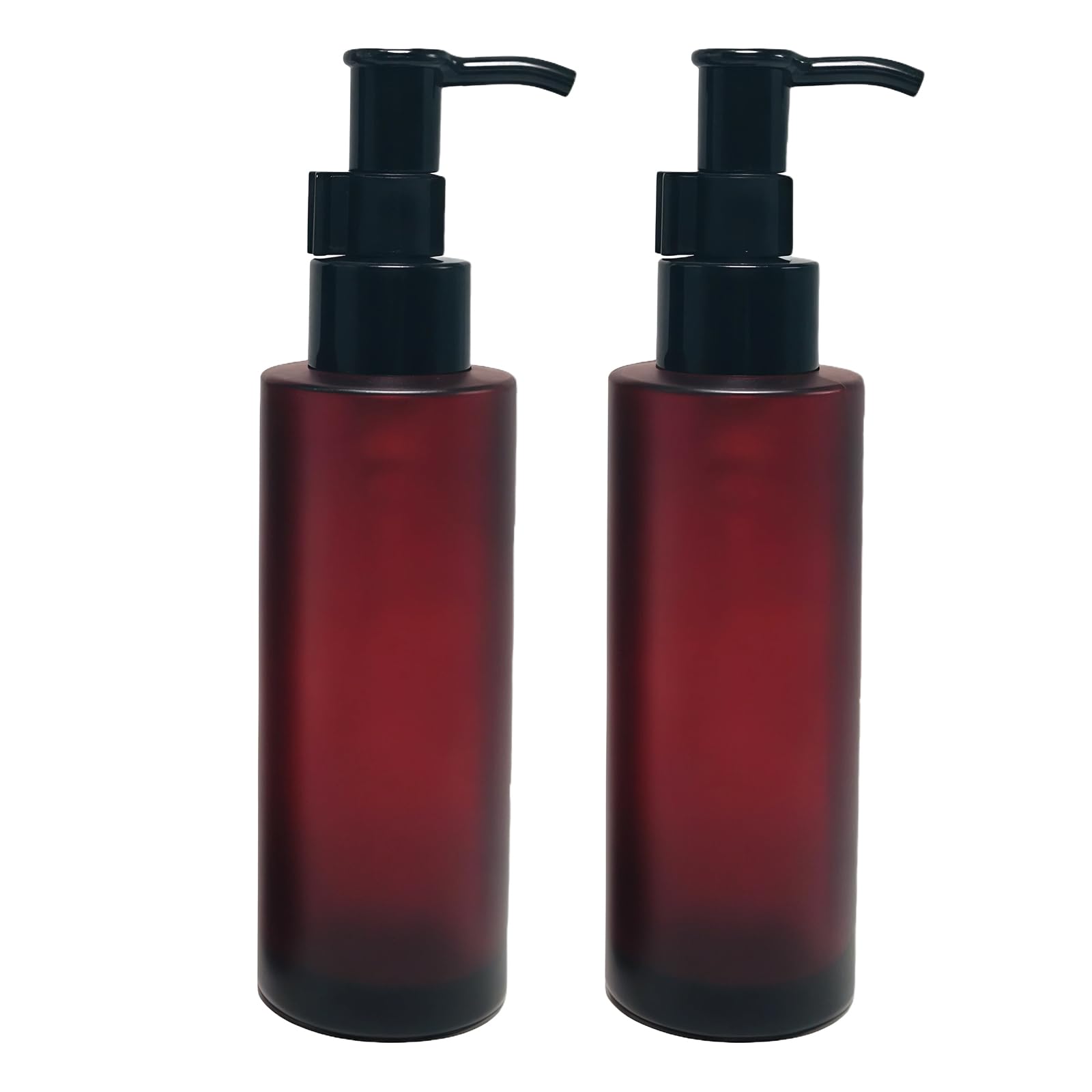 2PCS 100ml Amber Glass Bottles with Black Lotion Pumps Refillable Glass Liquid Soap Cream Dispenser Pump Bottles Containers for Bathroom