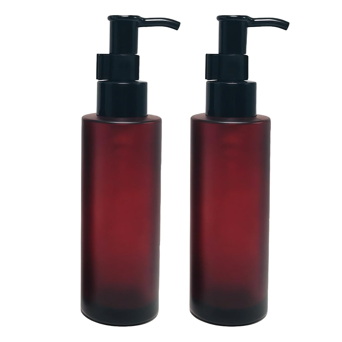 2PCS 100ml Amber Glass Bottles with Black Lotion Pumps Refillable Glass Liquid Soap Cream Dispenser Pump Bottles Containers for Bathroom