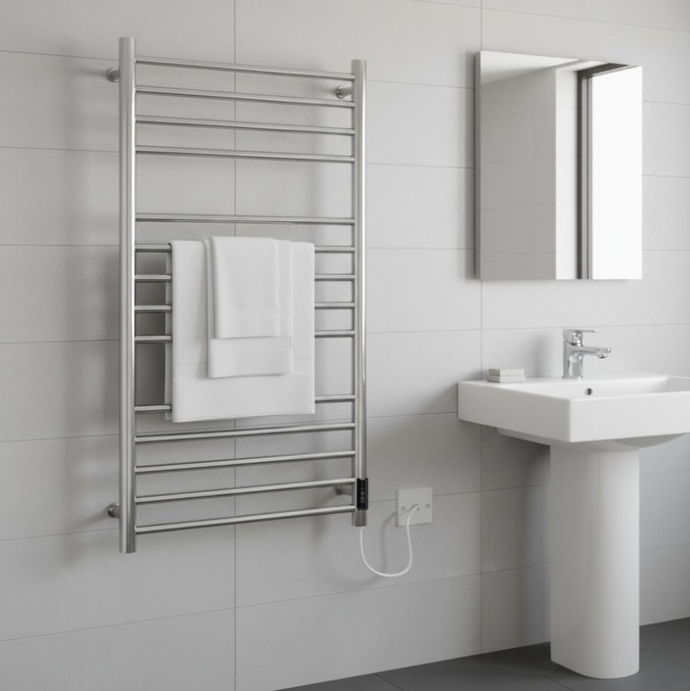Manissa Siena Stainless Steel Electric Heated Towel Rail 300mm W x 1000mm H