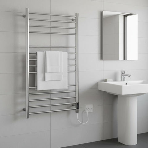 Manissa Siena Stainless Steel Electric Heated Towel Rail 300mm W x 1000mm H