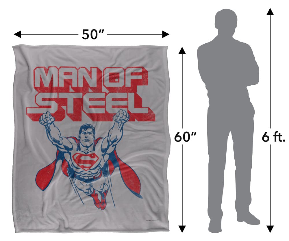SUPERMAN Steel Retro Officially Licensed Silky Touch Super Soft Throw Blanket 152 x 127 cm