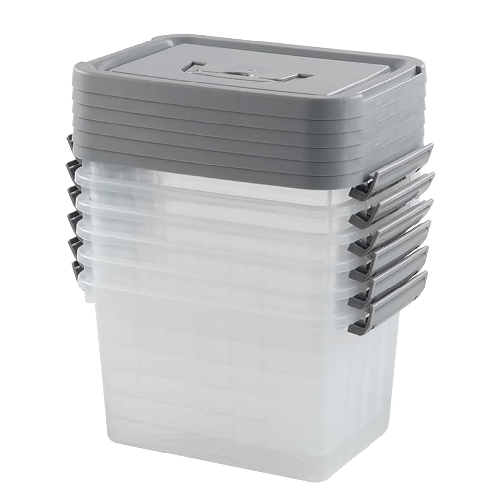 Joyeen 6 Pack Storage Boxes, Plastic Clear Storage Containers with Lids, 6 Liter
