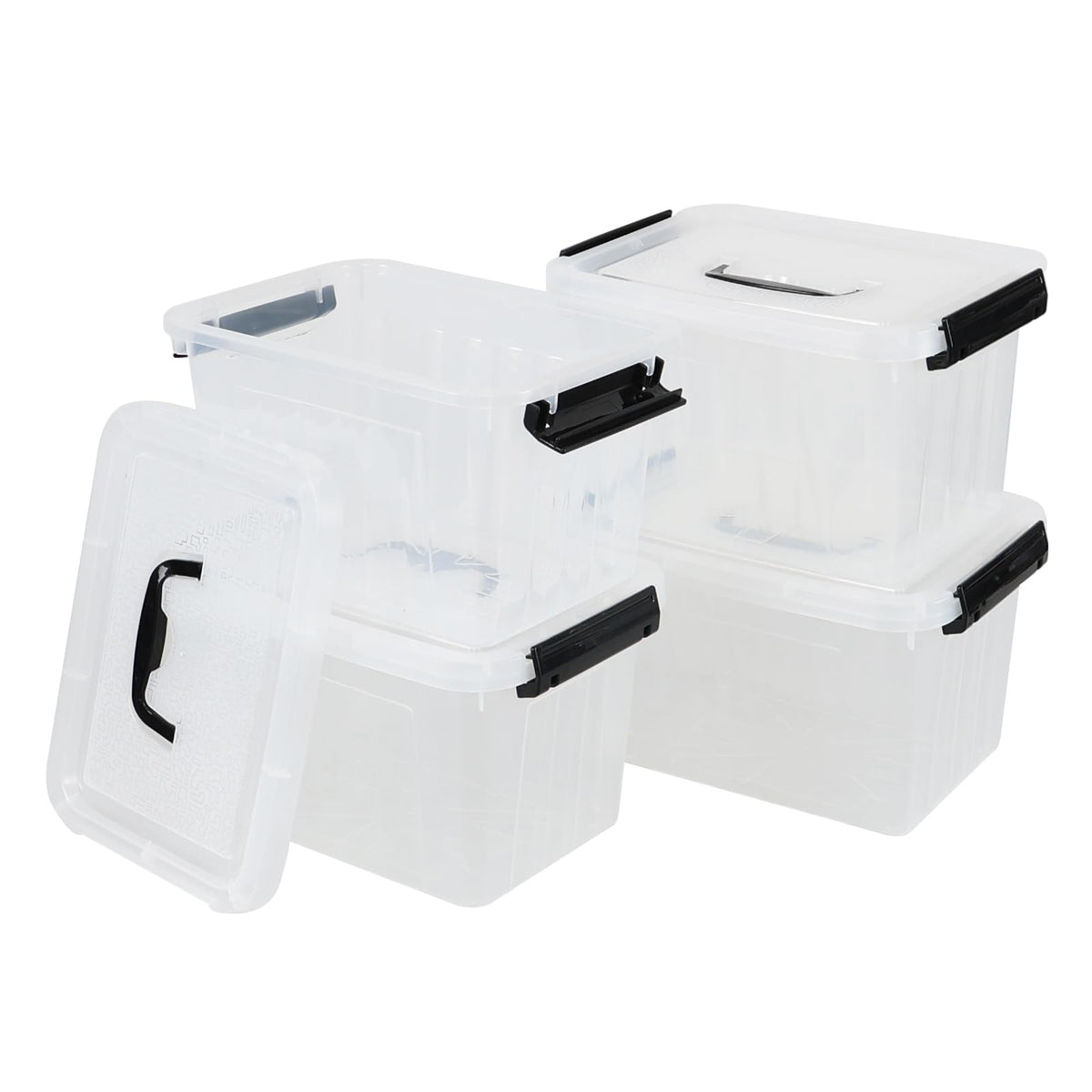 Melontray 5 L 4 Packs Clear Plastic Storage Box with Lid, Small Stackable Storage Containers