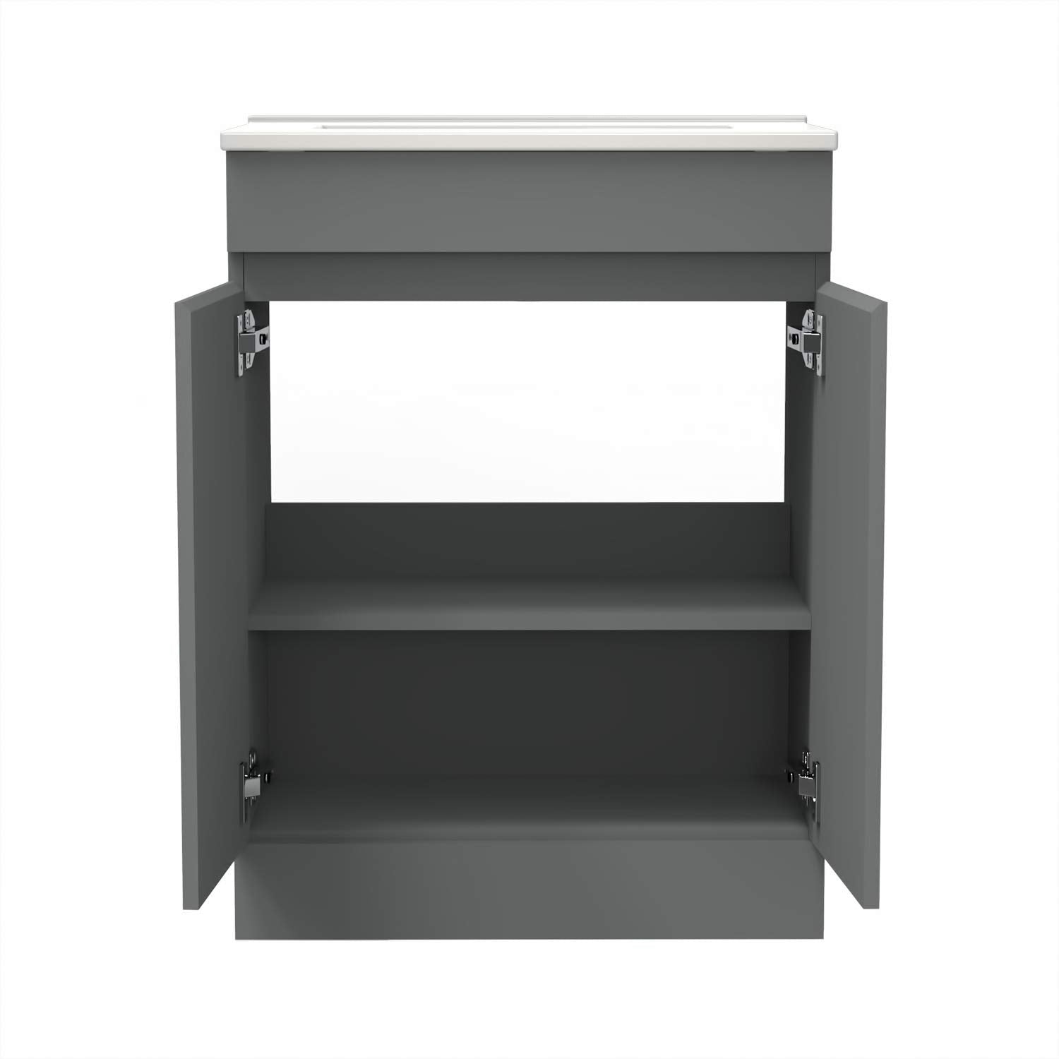 Biubiubath 500mm Vanity Unit with Basin Floor Standing Matt Grey Storage Cabinets 2 Doors