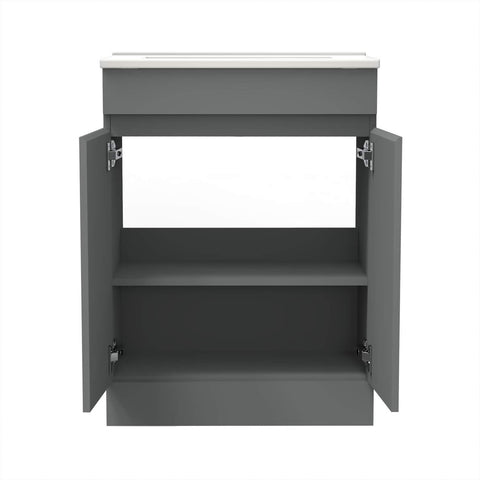 Biubiubath 500mm Vanity Unit with Basin Floor Standing Matt Grey Storage Cabinets 2 Doors