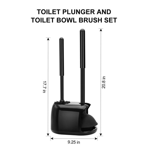 SetSail Toilet Brush and Plunger Set, Semi-Hidden Toilet Plungers, Black