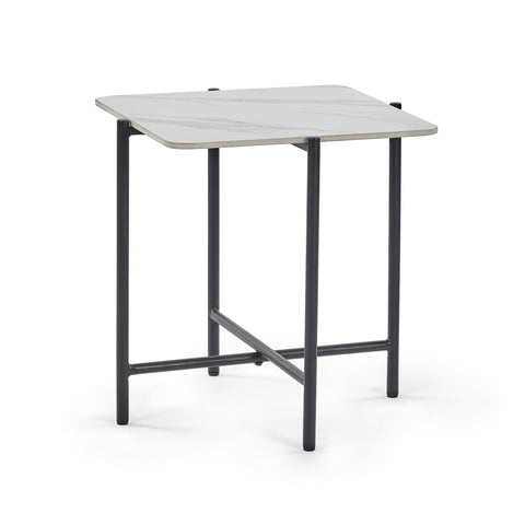 Julian Bowen Siena Square End Table, White Marble Effect - H55 x W50cm