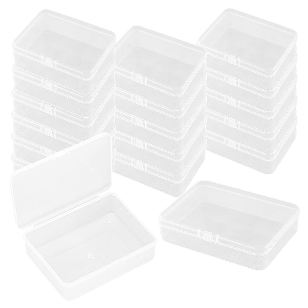 WYAN 18Pcs Transparent Boxes, Bead Storage Box, Containers Rectangle, Containers Box Case with Flip-Up Lids, Storage Containers