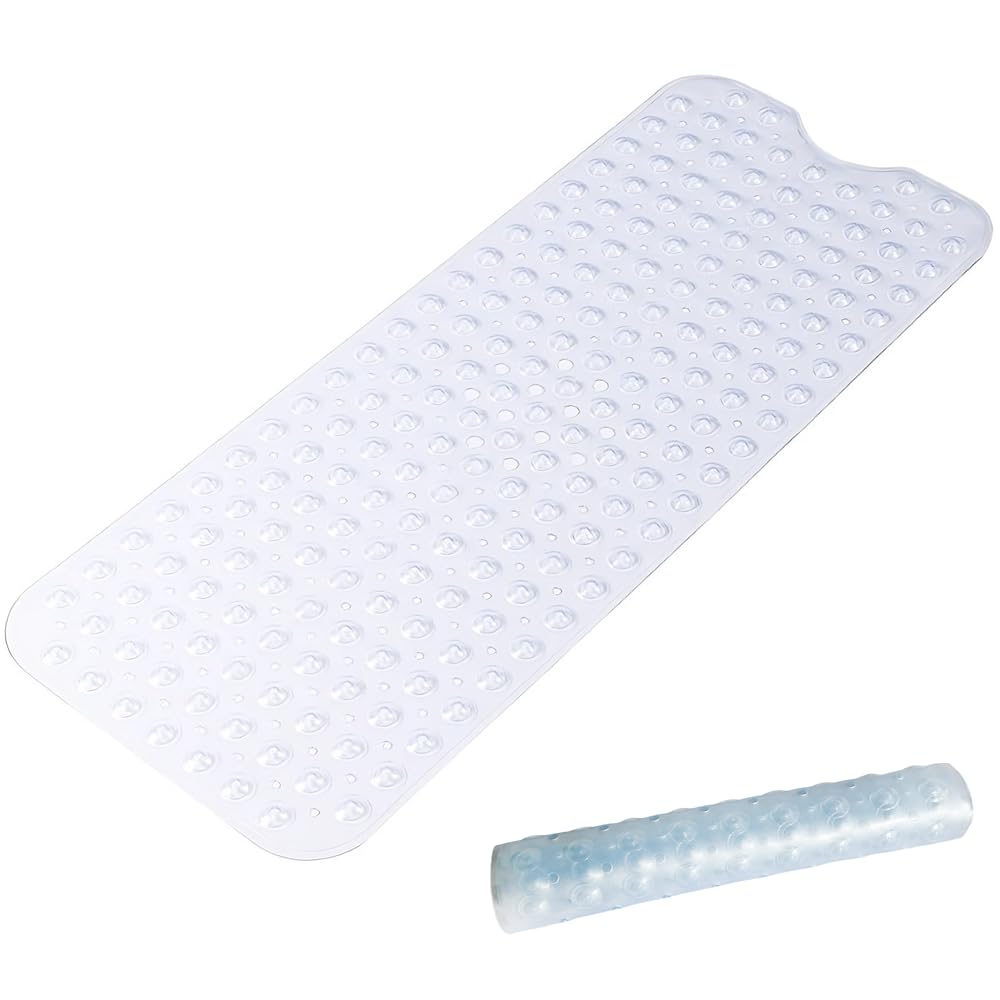 Armo® Transparent Anti Slip Shower Bath Mat Strong Mould & Mildew Bathroom Mat PVC Mat Washable Bath Mat 70CM x 38CM (White)