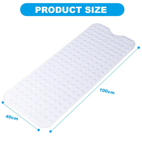 Armo® Transparent Anti Slip Shower Bath Mat Strong Mould & Mildew Bathroom Mat PVC Mat Washable Bath Mat 70CM x 38CM (White)