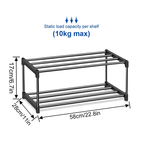 2-Tier Shoe Rack Small, Shoe Storage Organiser Set of 2, Durable Shoes Self