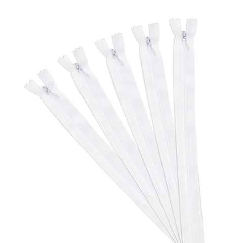 PULIANGLIU 5 Pcs Invisible Zips for Sewing, 40 cm 16 Inch White Zippers