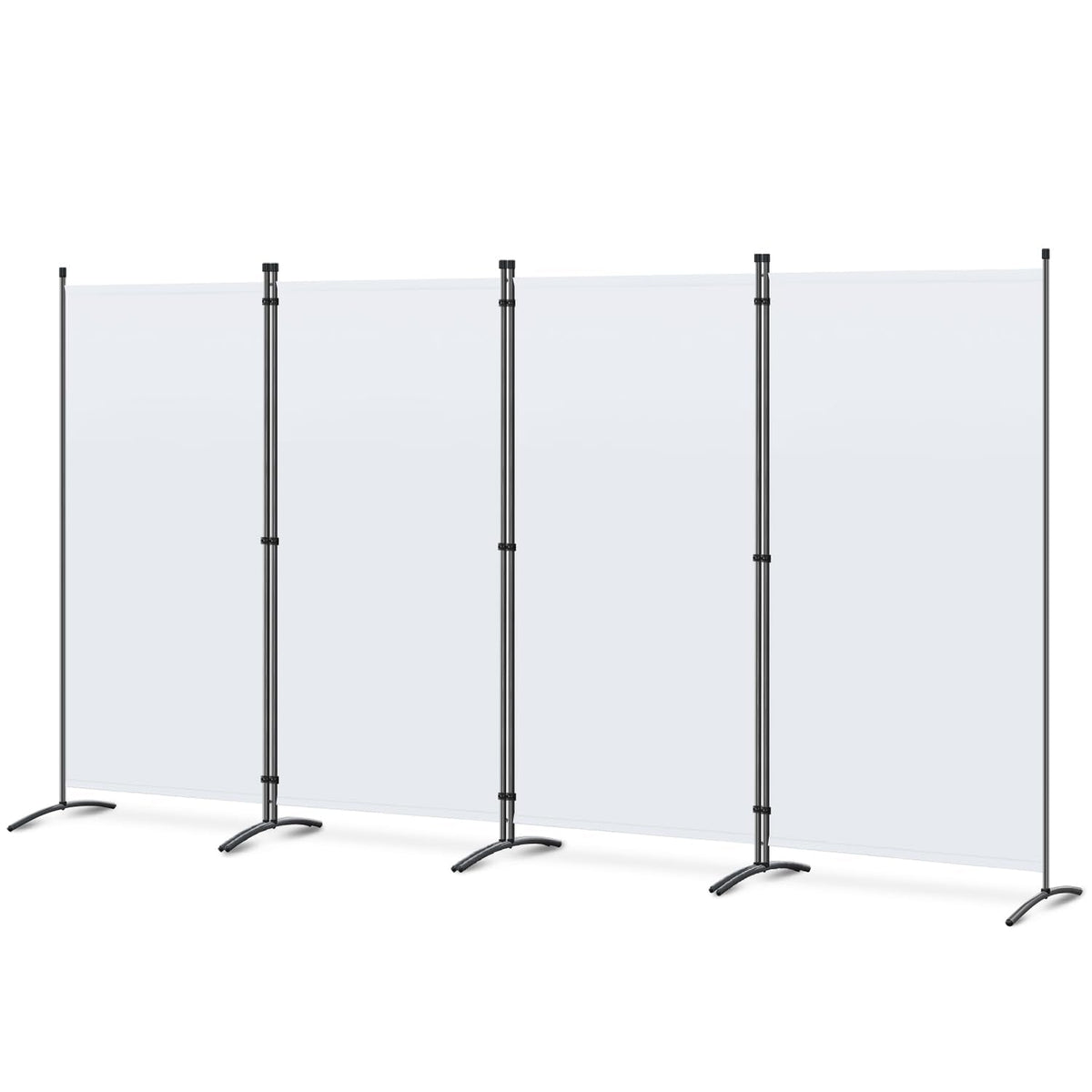 Angel Living 4 Panels Folding Room Divider | Privacy Screen with Polyester Fabric & Sturdy Iron Frame | Freestanding Partition for Office, Bedroom