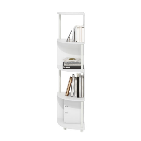 Furinno ECON Corner Shelf, 4-Tier Corner Book Shelf, Zigzag Storage Shelves, Display Rack, Bookshelf, for Organization and Storage, Living Room