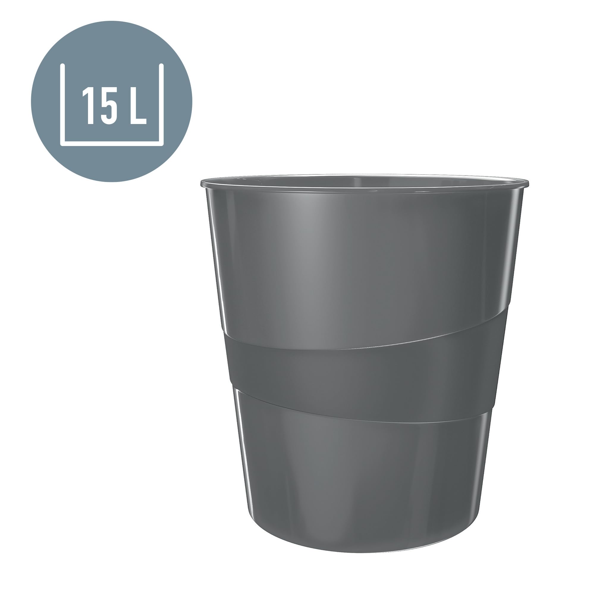 Leitz 52781062 15 Litre Waste Bin, Plastic, Wow Range, Metallic Purple