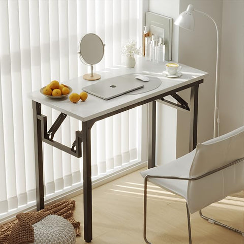 Xyphren Small Folding Desk, No Assembly- 80x40cm Folding Computer Desk, Perfect Office Desk for Small Spaces in Bedroom,Outside
